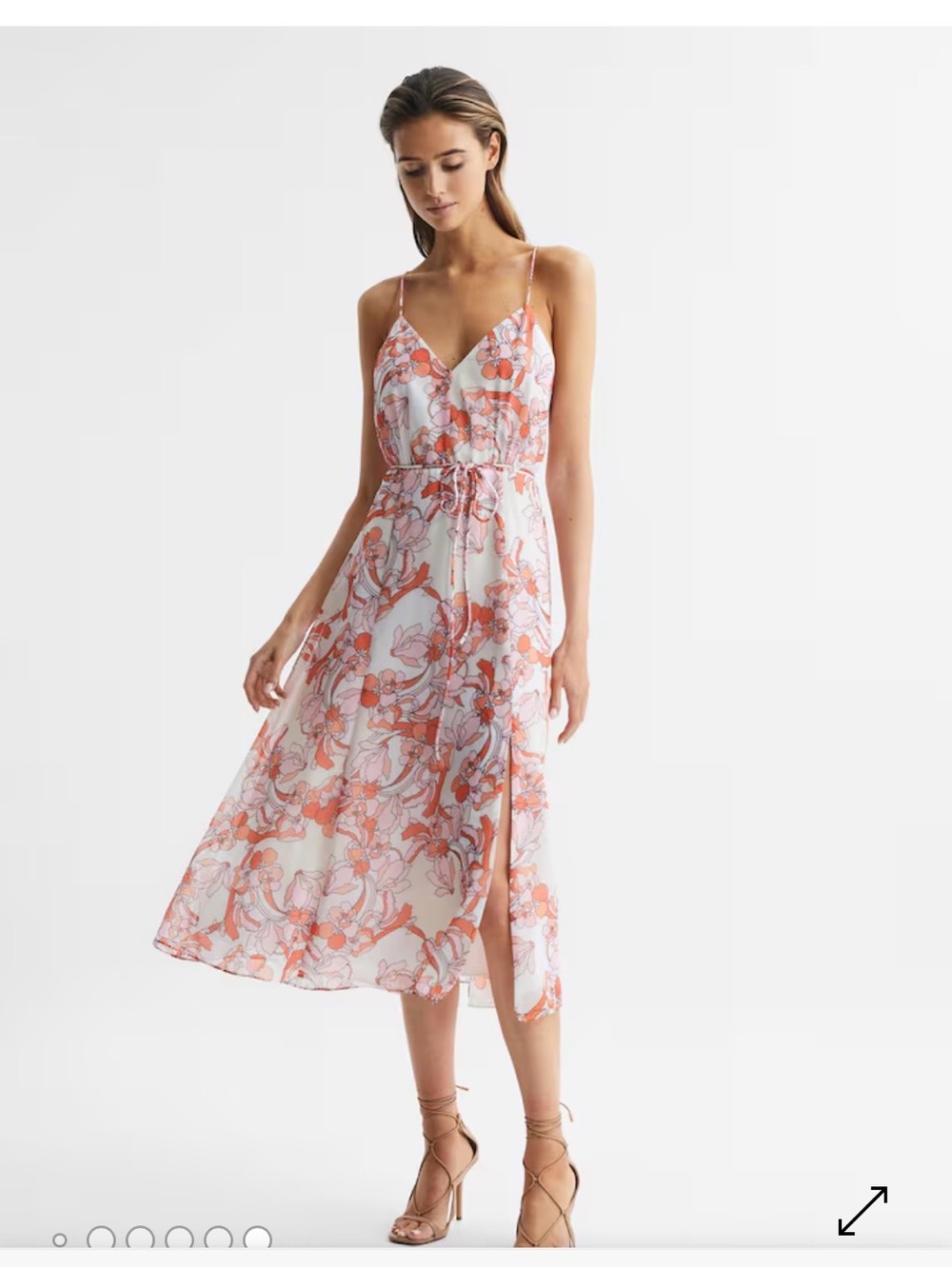 Reiss Pippa Floral Printed Midi Dress Pale Pink Size 10 | New with tags